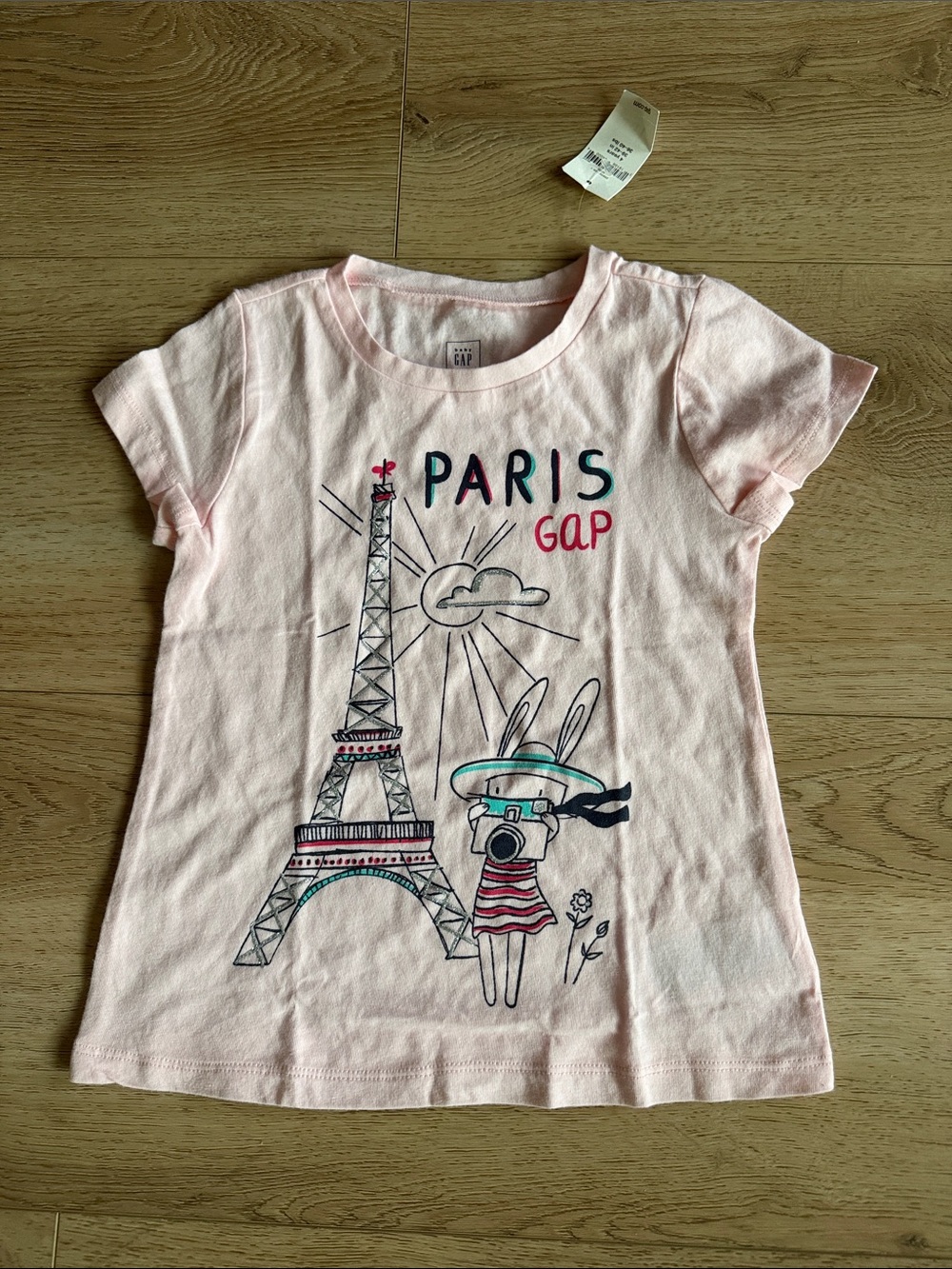 GAP Girls Light Pink Paris Graphic Short Sleeve Tee size 4 years